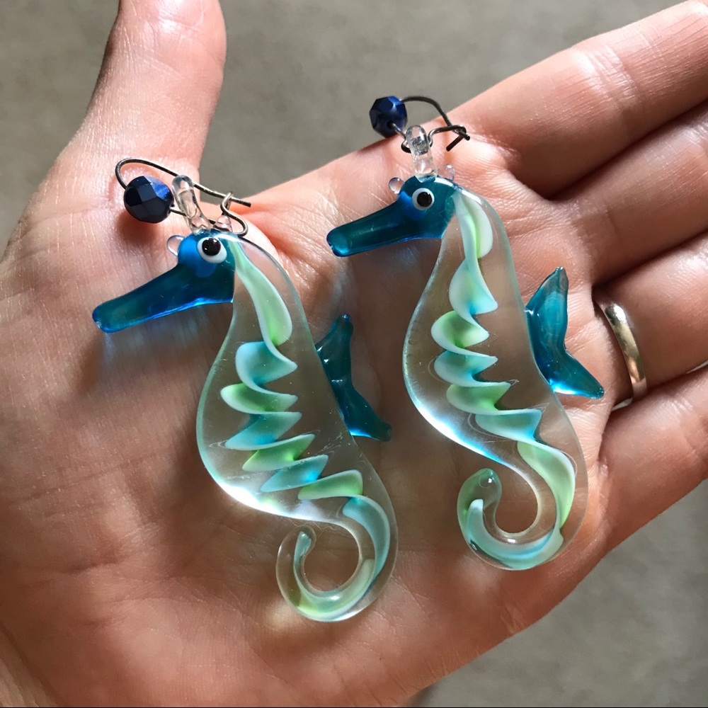 Glass Starfish Earrings